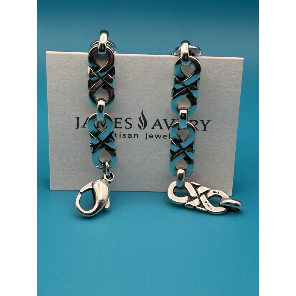 James Avery Retired 925 Sterling Silver Scrolled Infinity Link Bracelet 8" Inch - Picture 10 of 12